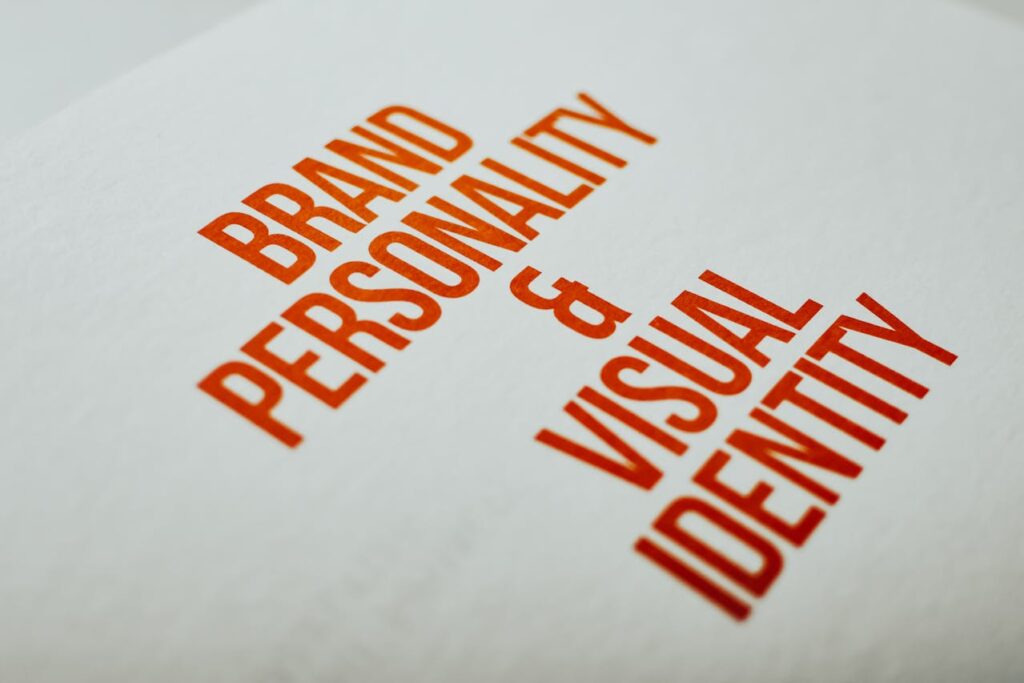 branding for entrepreneurs. A picture of a words that say brand personality and visual identity.