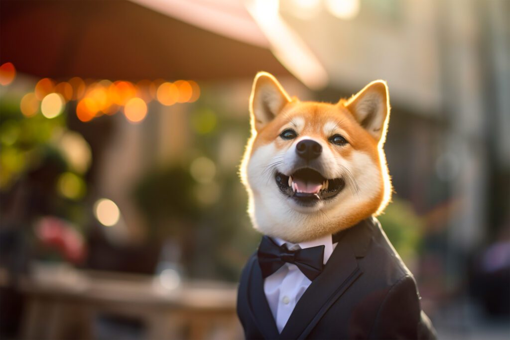 a shiba inu dog in a tuxedo. This picture comes from Gratisography which have a lot of quirky and fun images.